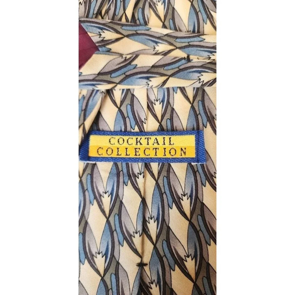 Stonehenge Margarita Cocktail Club Mens Neck Tie 100% Silk Geometric Vintage 90s